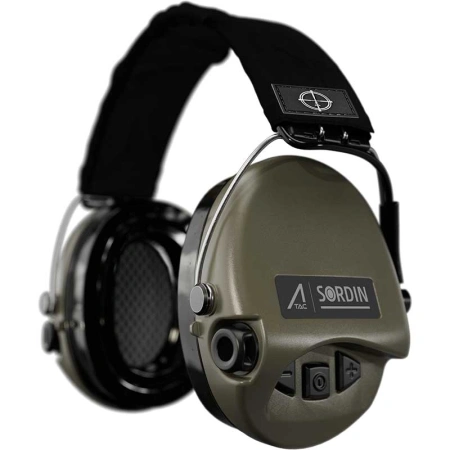 Słuchawki aktywne Ace Sordin, czarna materiałowa opaska, zielone miseczki, żelowe wkładki - 75302-G-BT-ACE