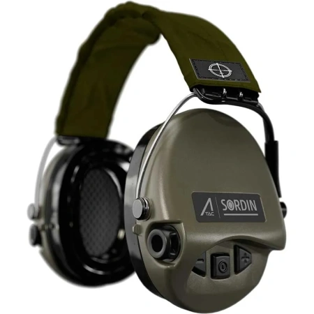 Słuchawki aktywne Ace Sordin, zielona materiałowa opaska, zielone miseczki, żelowe wkładki - 75302-G-GNT-ACE